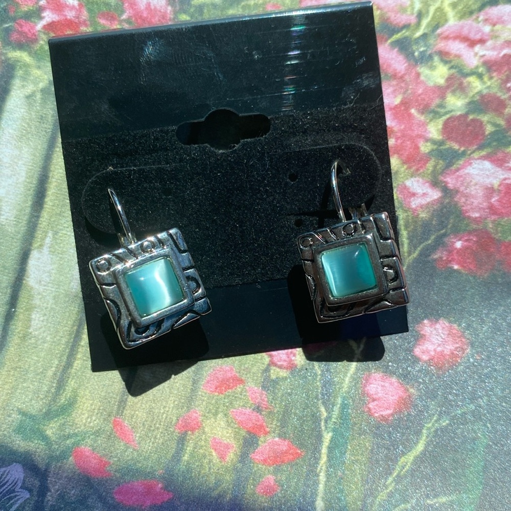 Earrings blue diamond!!